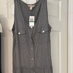Michael Kors Gray Sleeveless Button-Down Jumpsuit